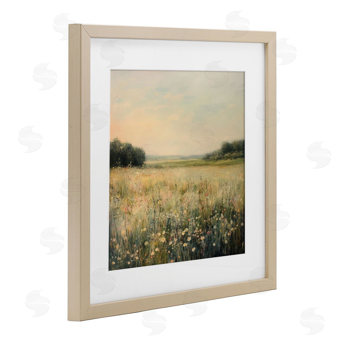 Petal Prints Design Warm Wildflower Landscape Canvas Wall Art Print