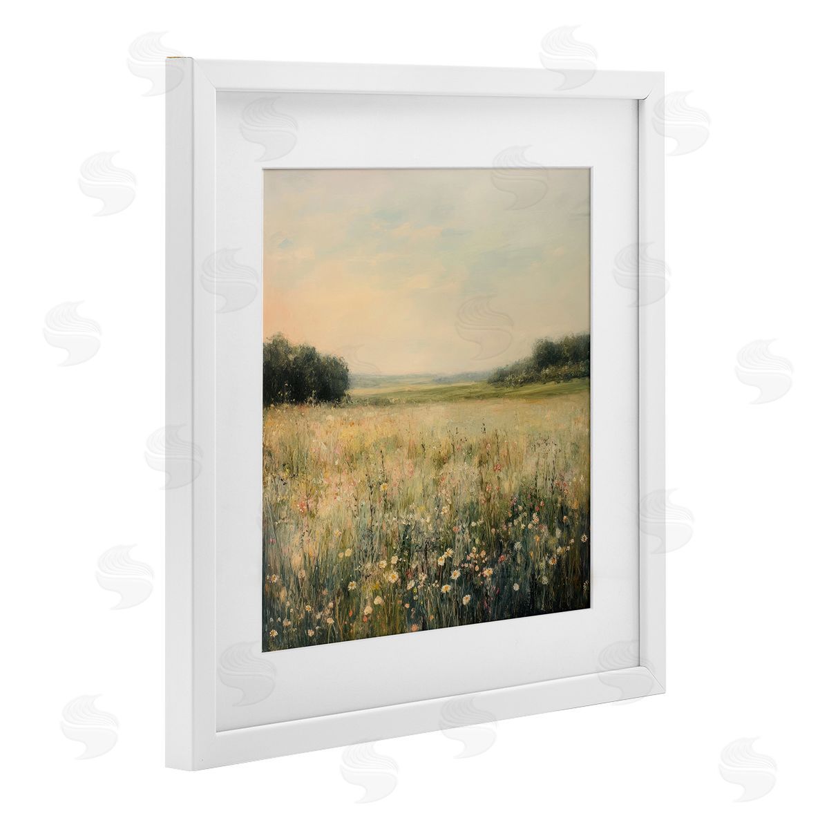 Petal Prints Design Warm Wildflower Landscape Canvas Wall Art Print