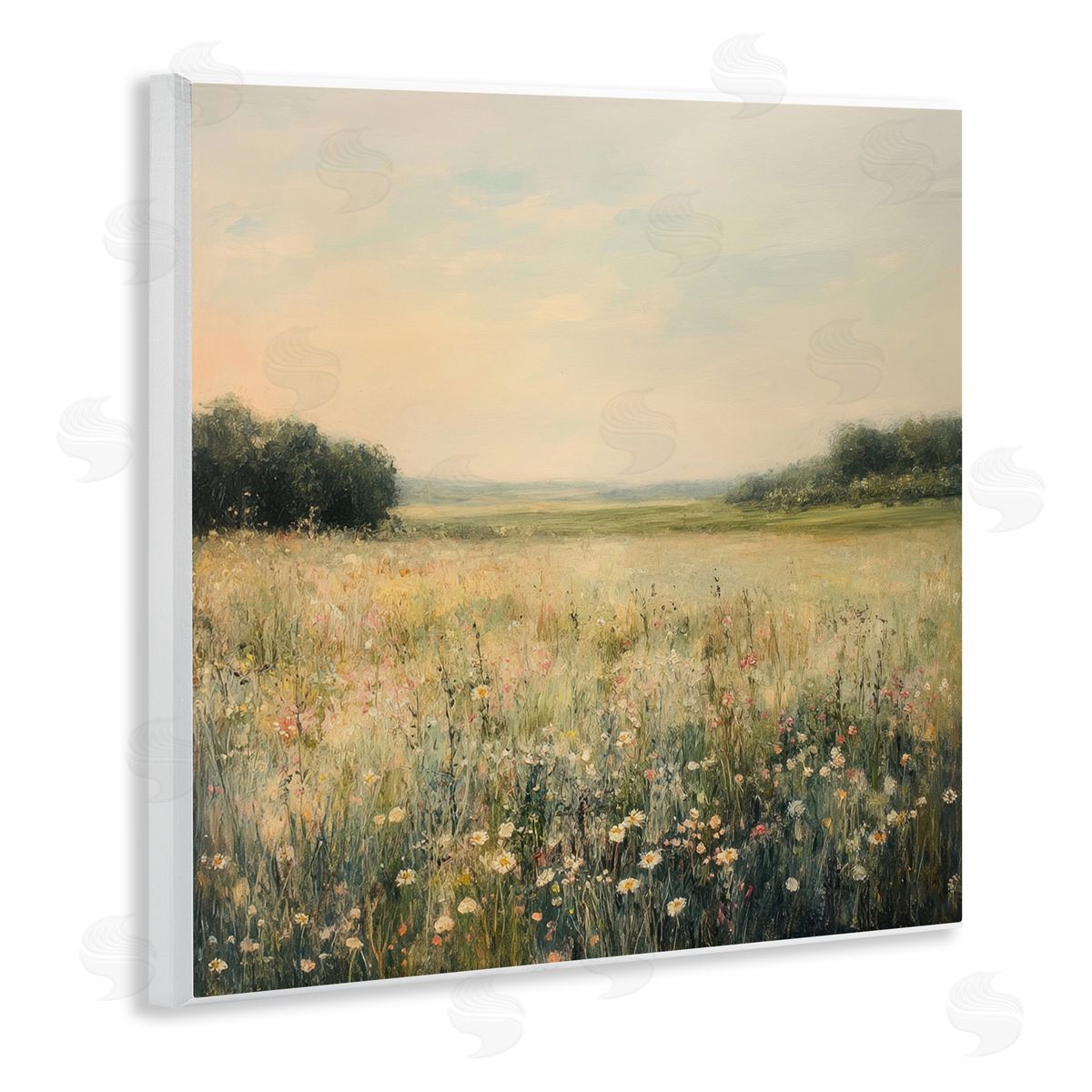 Petal Prints Design Warm Wildflower Landscape Canvas Wall Art Print
