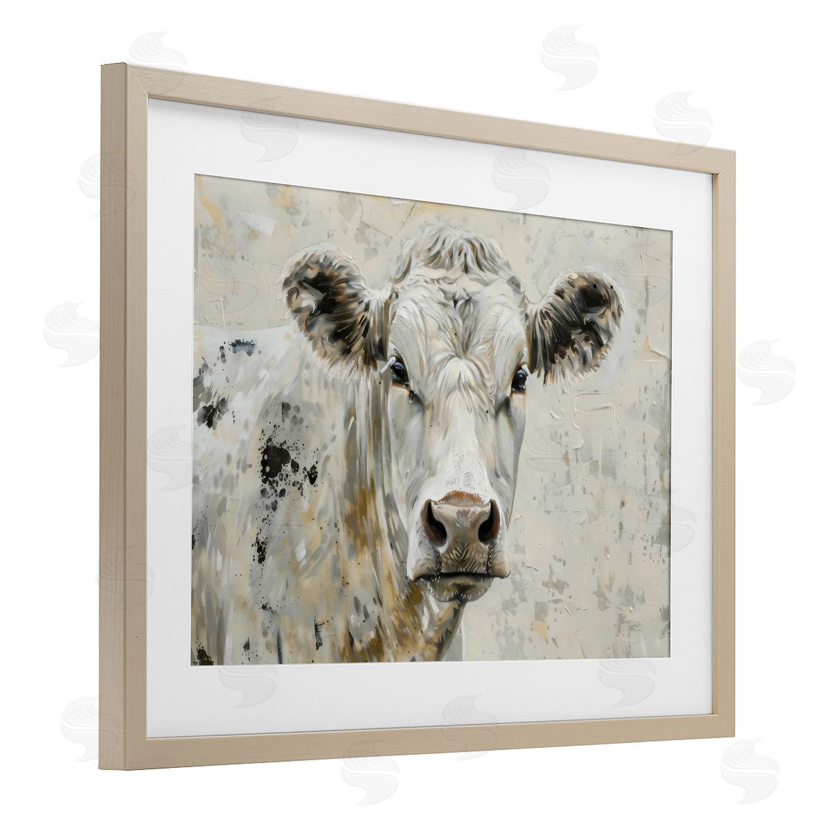 LSR Creative Studio Neutral Cow Portrait Canvas Wall Art Print