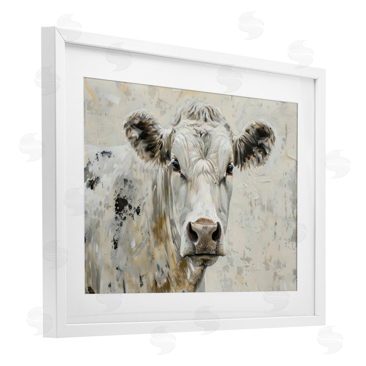 LSR Creative Studio Neutral Cow Portrait Canvas Wall Art Print
