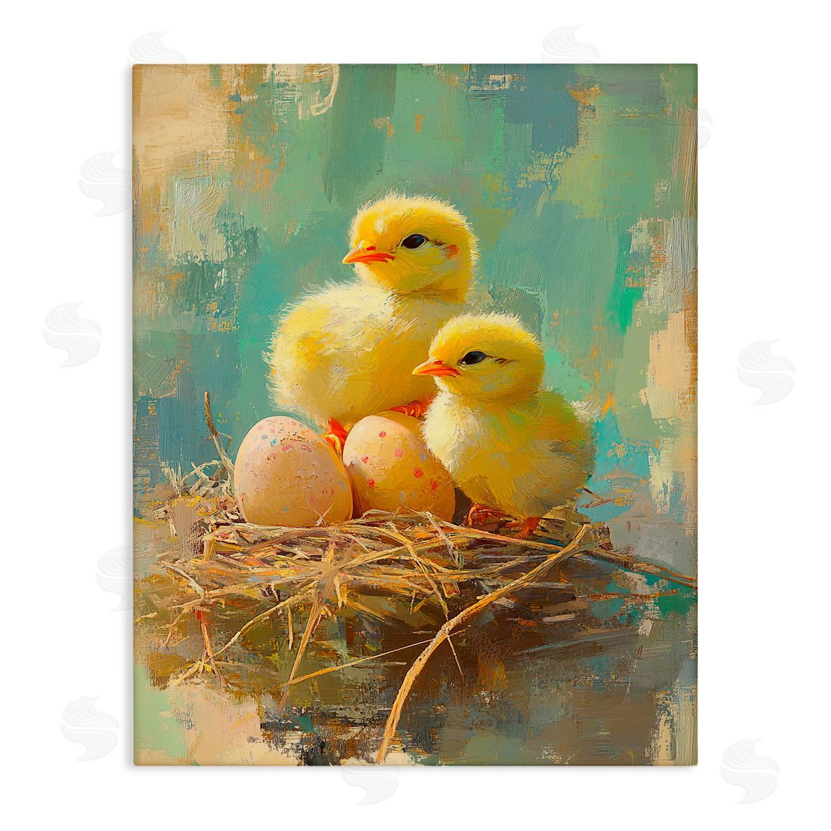 Franklyn Gregory Easter Chicks and Eggs Canvas Wall Art Print