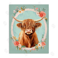 Petal Prints Design | Highland Cow In Floral Border