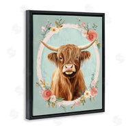 Petal Prints Design | Highland Cow In Floral Border