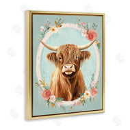 Petal Prints Design | Highland Cow In Floral Border