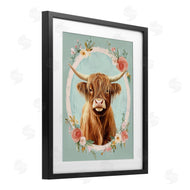 Petal Prints Design | Highland Cow In Floral Border