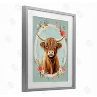 Petal Prints Design | Highland Cow In Floral Border