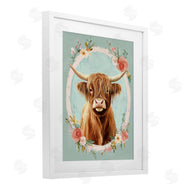 Petal Prints Design | Highland Cow In Floral Border