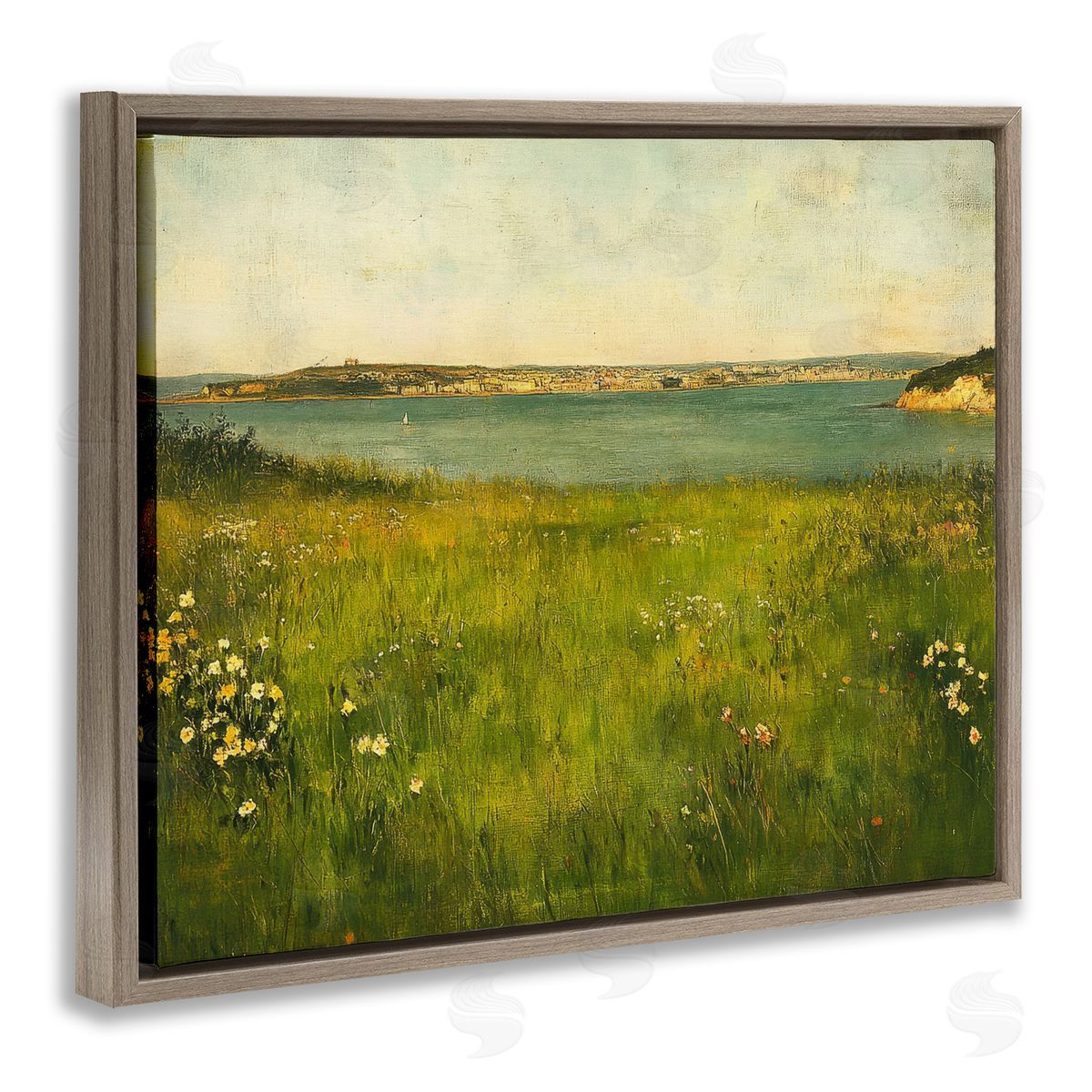 Petal Prints Design Turquoise Lake Landscape Canvas Wall Art Print