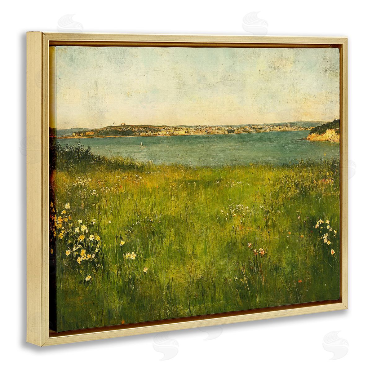 Petal Prints Design Turquoise Lake Landscape Canvas Wall Art Print