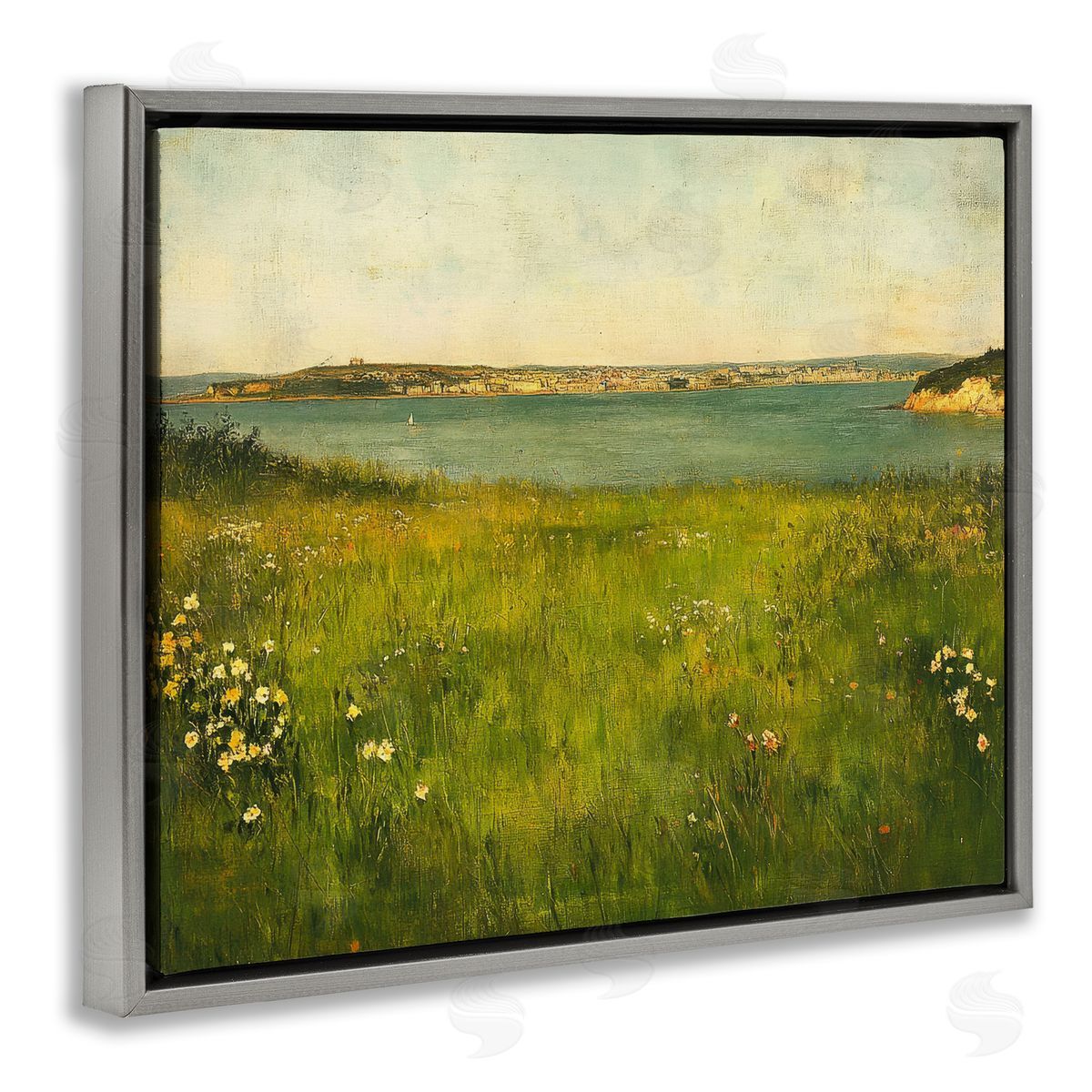 Petal Prints Design Turquoise Lake Landscape Canvas Wall Art Print