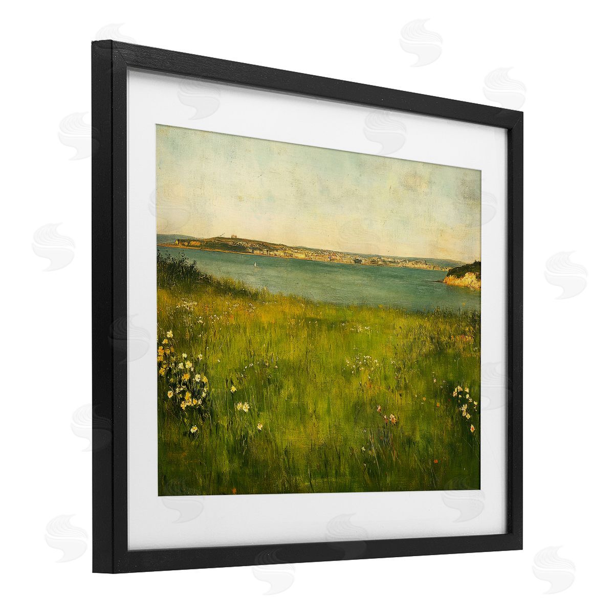 Petal Prints Design Turquoise Lake Landscape Canvas Wall Art Print