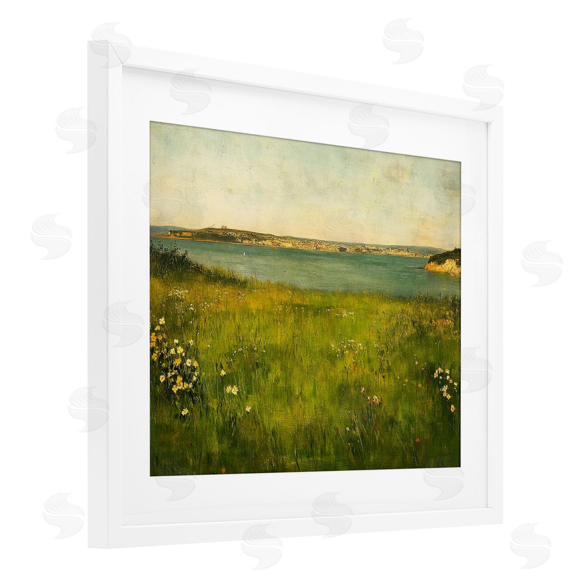 Petal Prints Design Turquoise Lake Landscape Canvas Wall Art Print