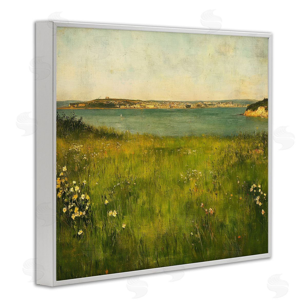 Petal Prints Design Turquoise Lake Landscape Canvas Wall Art Print