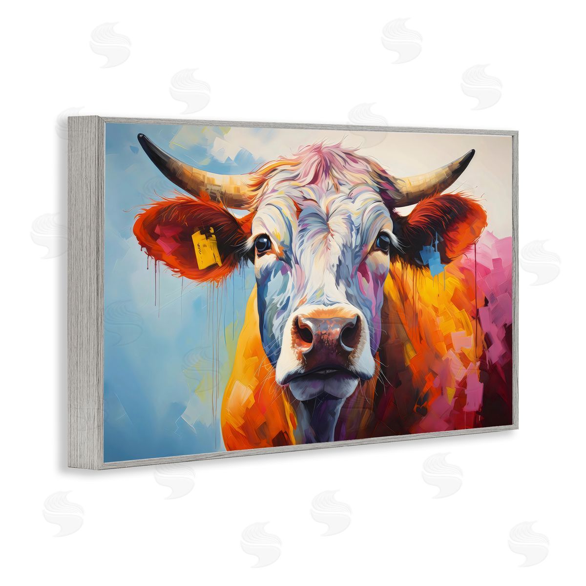 LSR Creative Studio Colorful Cattle Portrait Canvas Wall Art Print