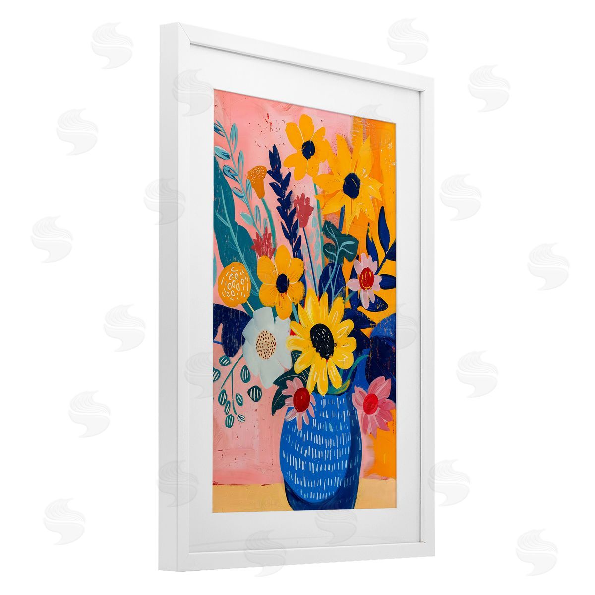 LSR Creative Studio Colorful Floral Vase Canvas Wall Art Print
