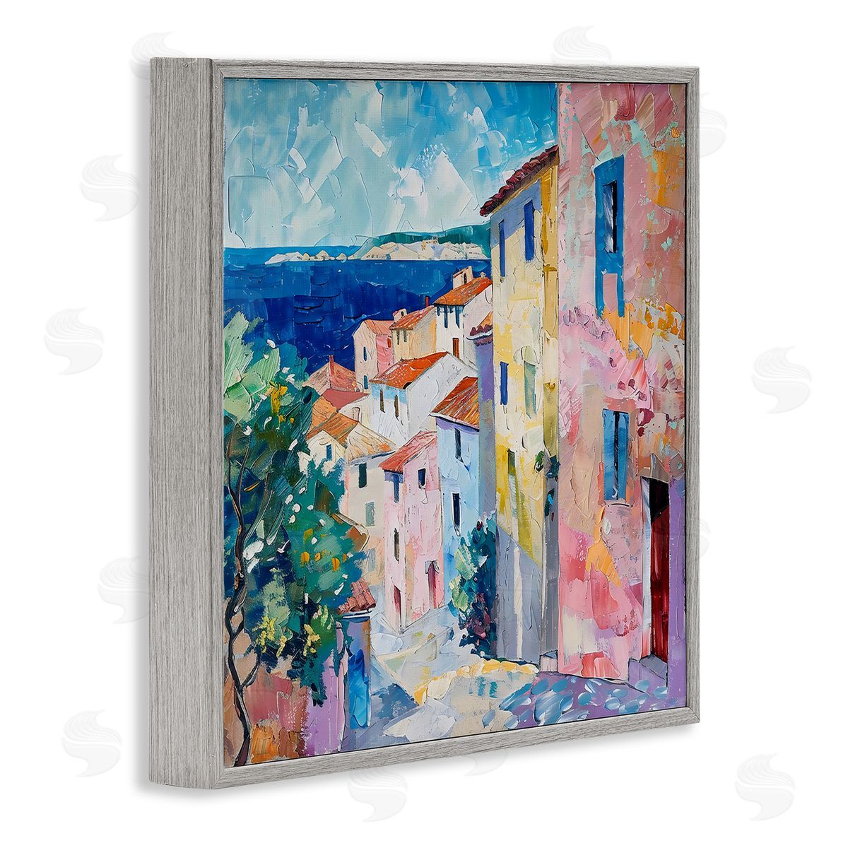 LSR Creative Studio Mediterranean Coastal Town Canvas Wall Art Print