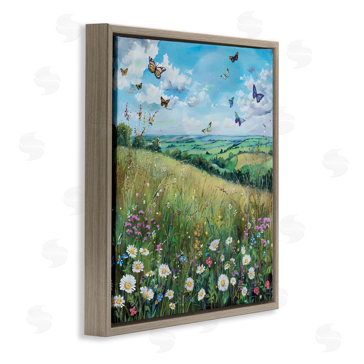 LSR Creative Studio Butterflies In Tranquil Meadow Canvas Wall Art Print