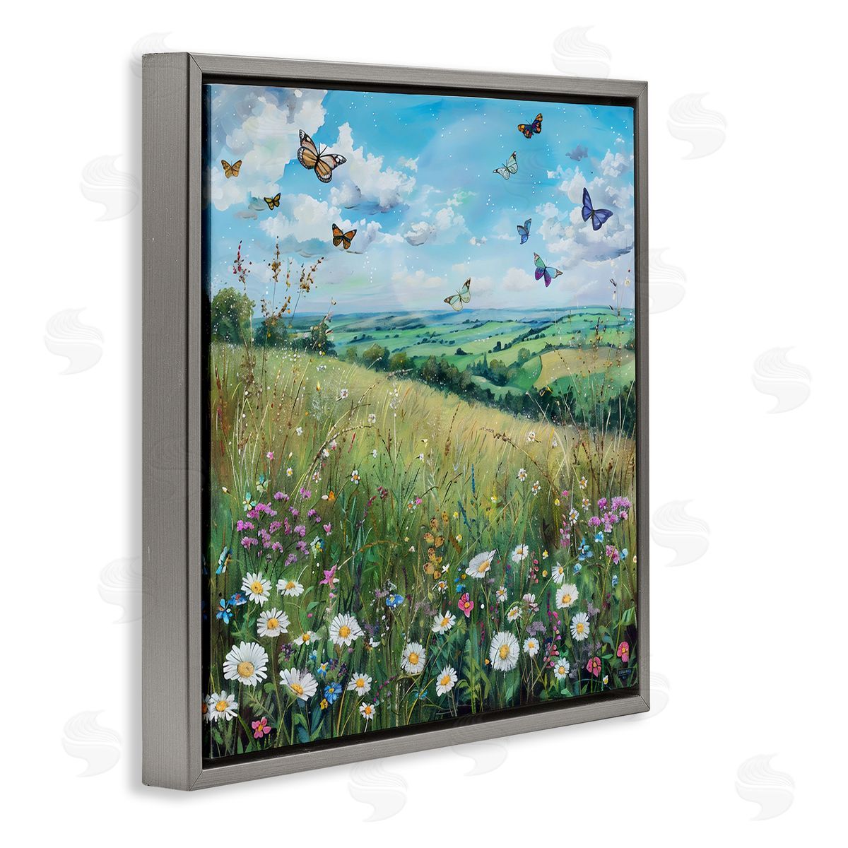 LSR Creative Studio Butterflies In Tranquil Meadow Canvas Wall Art Print