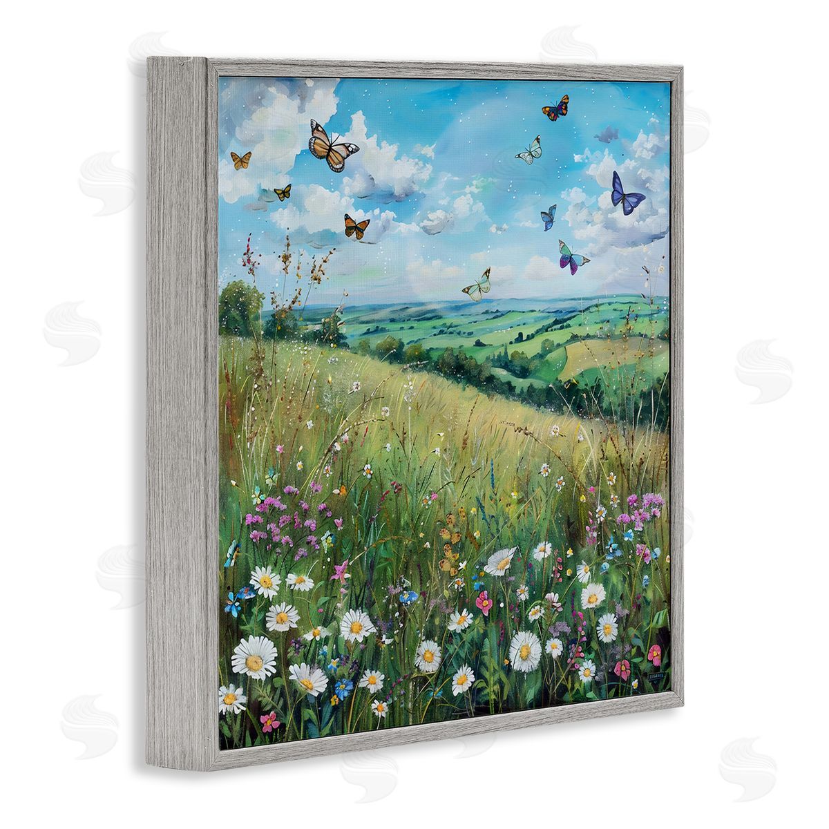 LSR Creative Studio Butterflies In Tranquil Meadow Canvas Wall Art Print