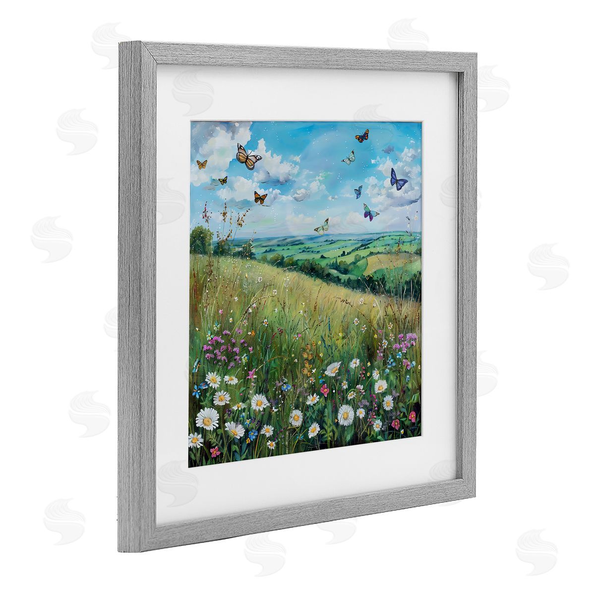 LSR Creative Studio Butterflies In Tranquil Meadow Canvas Wall Art Print