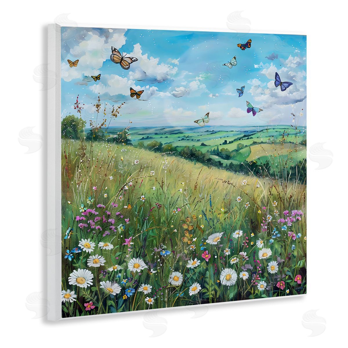 LSR Creative Studio Butterflies In Tranquil Meadow Canvas Wall Art Print