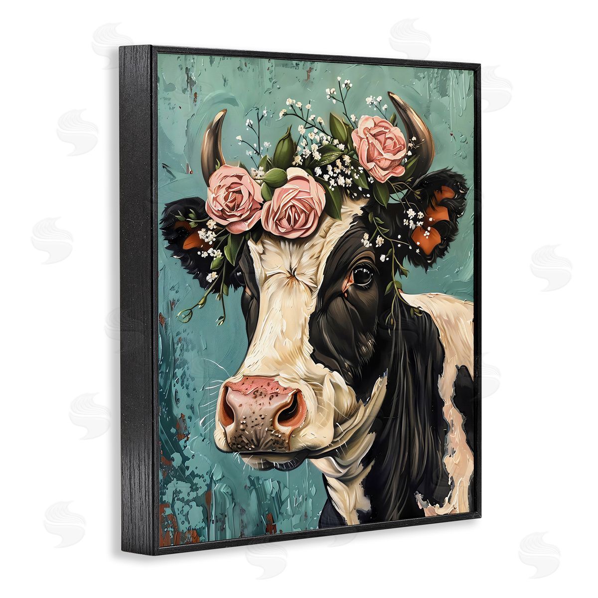 LSR Creative Studio Rose Crown Cow Canvas Wall Art Print
