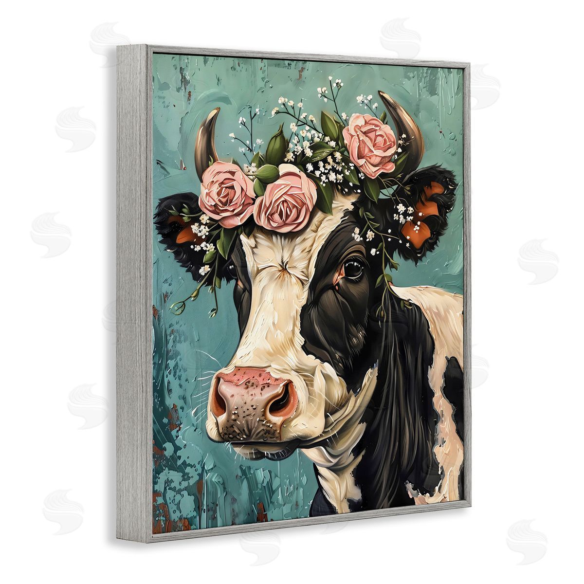 LSR Creative Studio Rose Crown Cow Canvas Wall Art Print