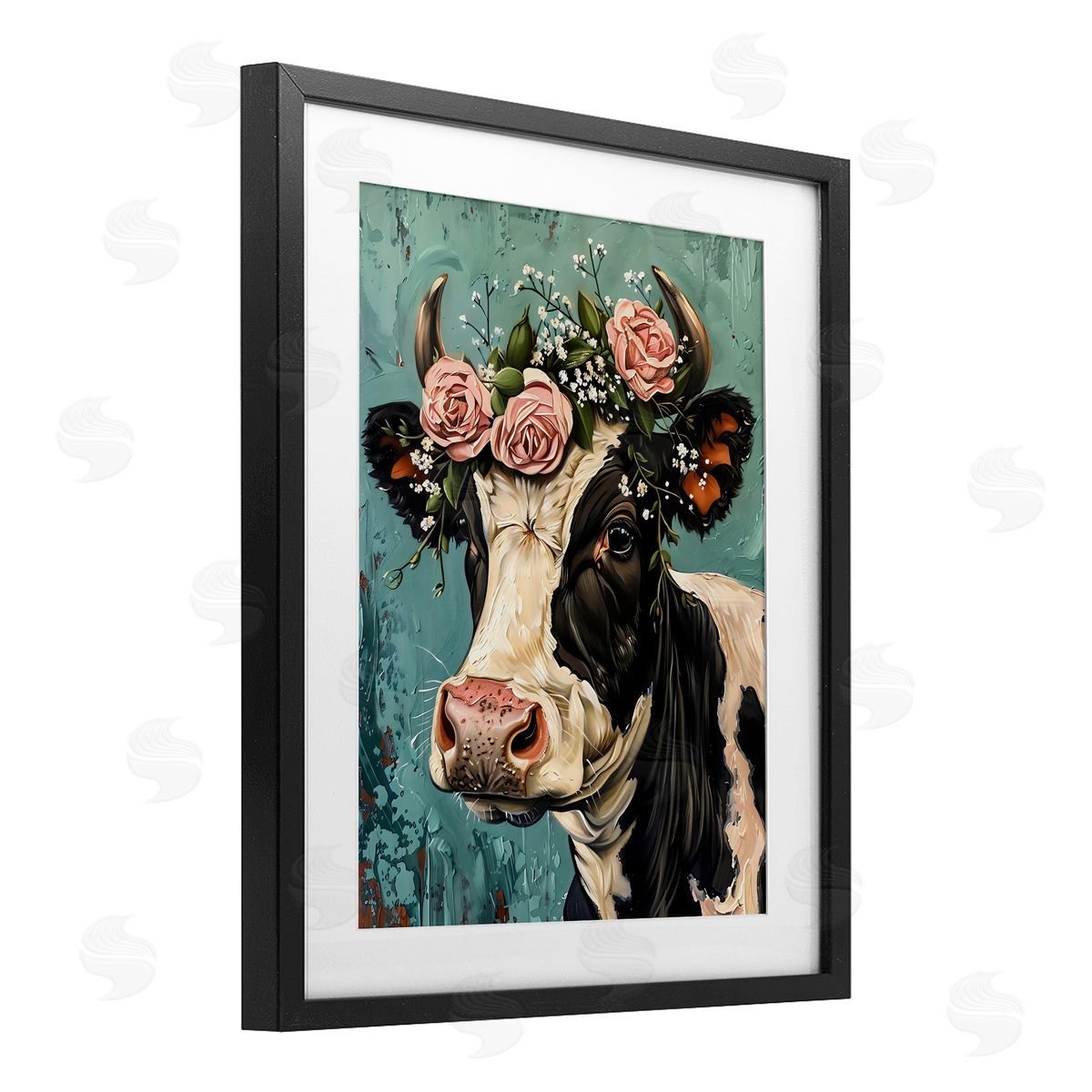LSR Creative Studio Rose Crown Cow Canvas Wall Art Print
