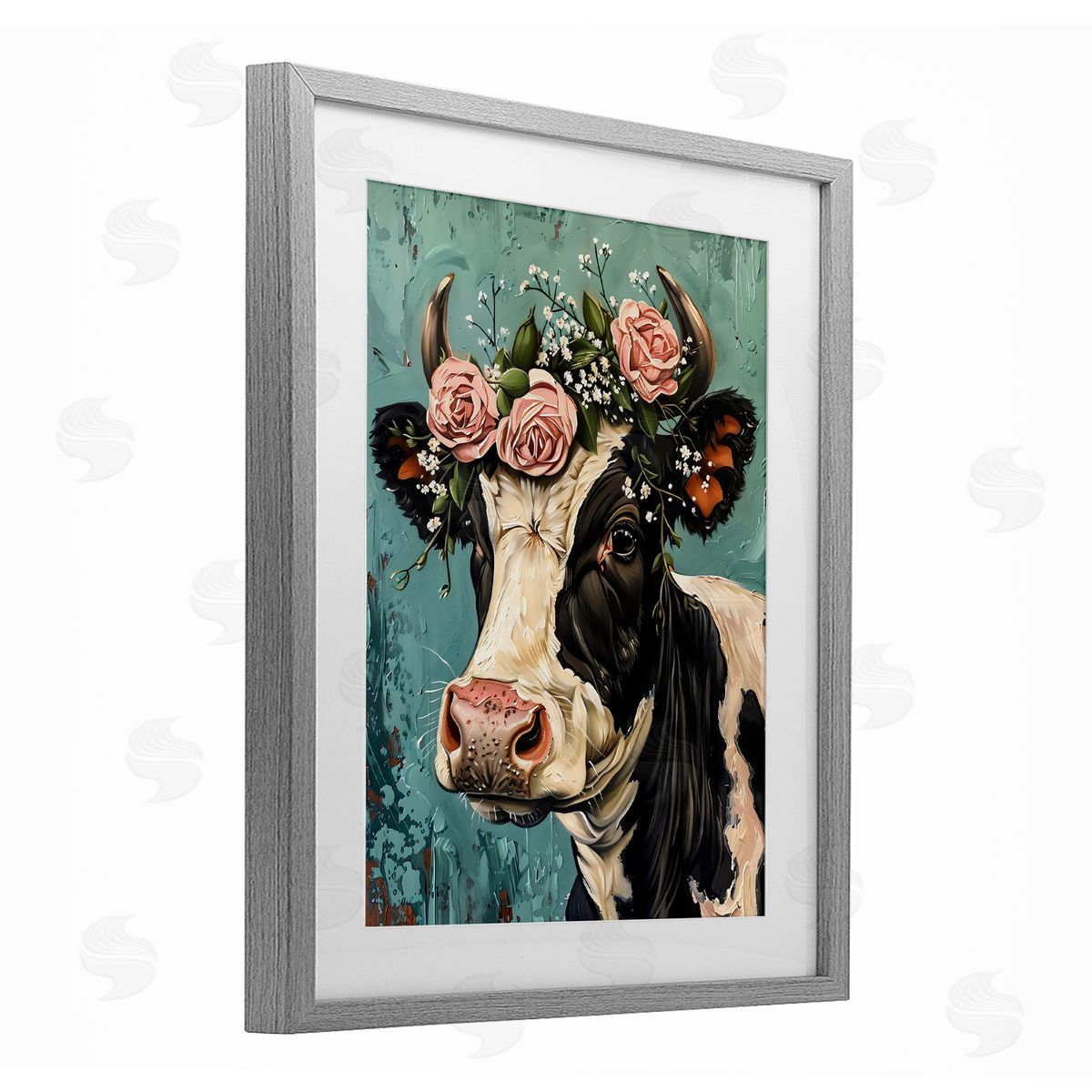 LSR Creative Studio Rose Crown Cow Canvas Wall Art Print