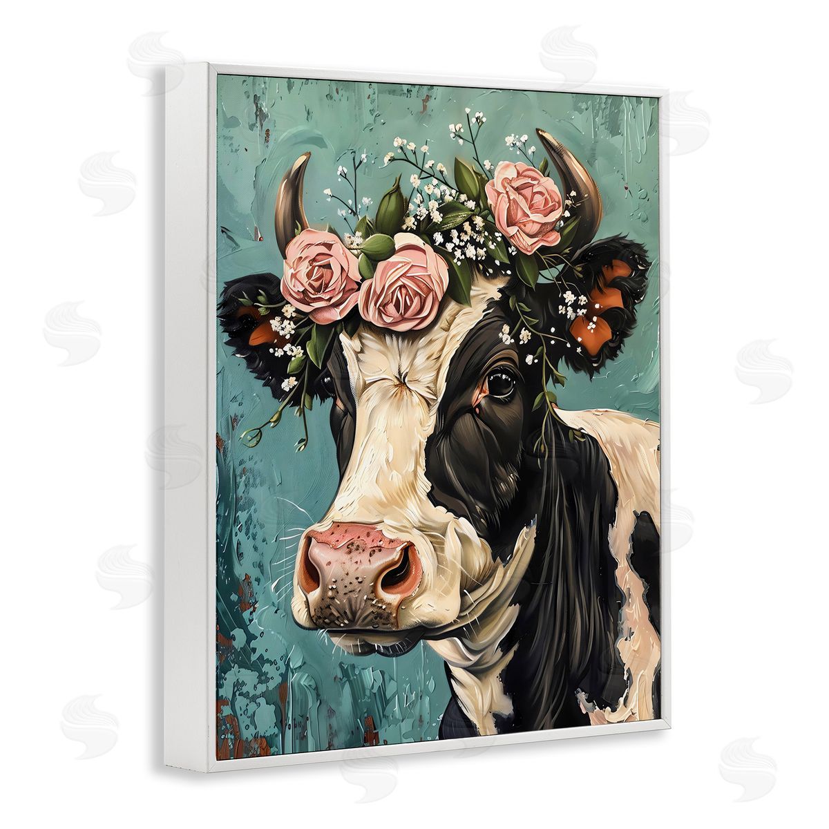 LSR Creative Studio Rose Crown Cow Canvas Wall Art Print
