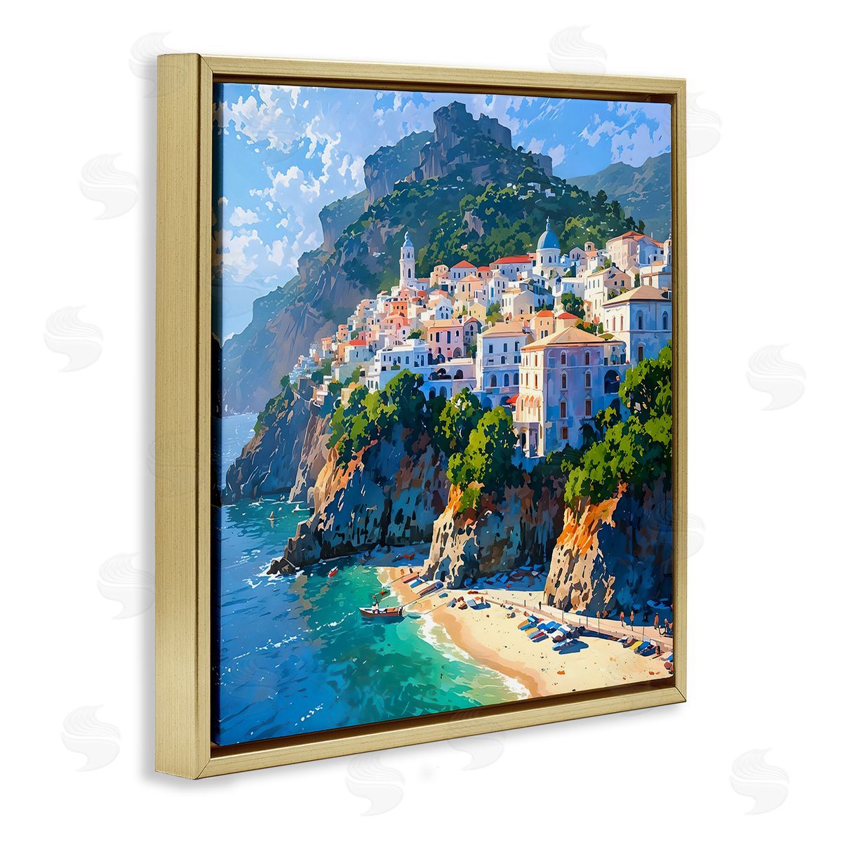 LSR Creative Studio Seaside Town's Beach View Canvas Wall Art Print