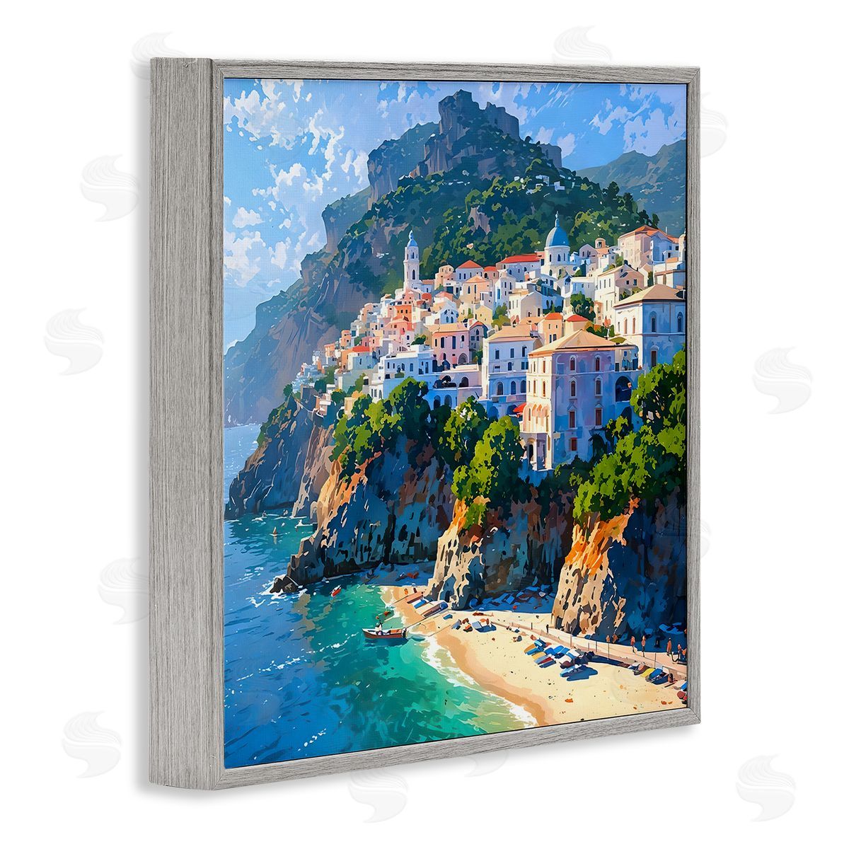 LSR Creative Studio Seaside Town's Beach View Canvas Wall Art Print