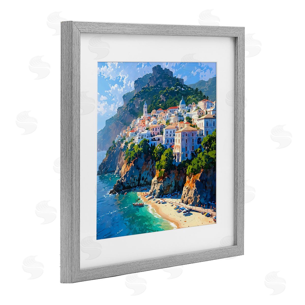 LSR Creative Studio Seaside Town's Beach View Canvas Wall Art Print