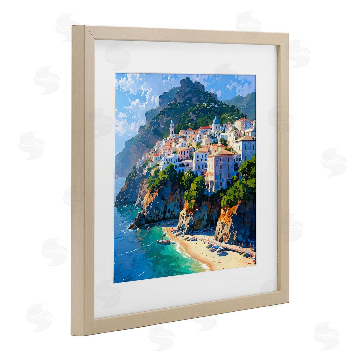 LSR Creative Studio Seaside Town's Beach View Canvas Wall Art Print