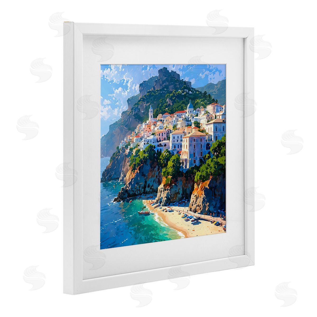 LSR Creative Studio Seaside Town's Beach View Canvas Wall Art Print