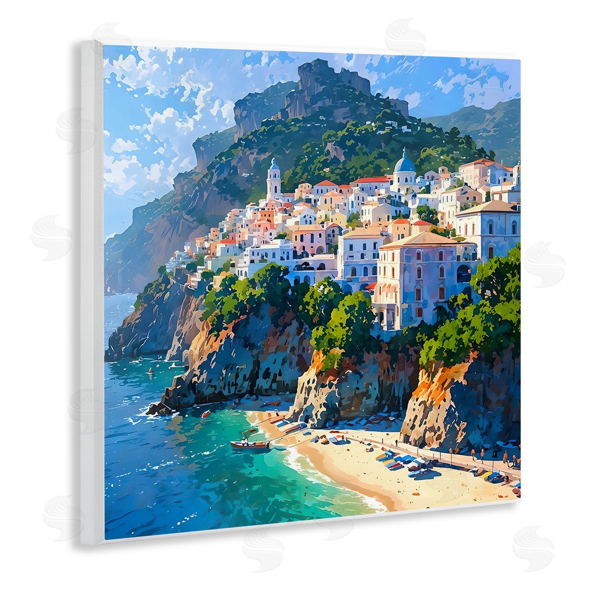 LSR Creative Studio Seaside Town's Beach View Canvas Wall Art Print