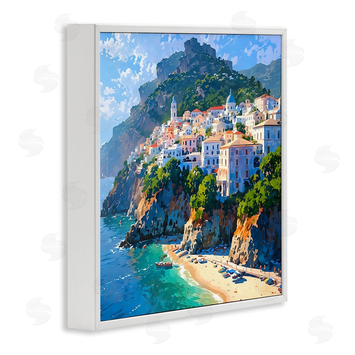 LSR Creative Studio Seaside Town's Beach View Canvas Wall Art Print