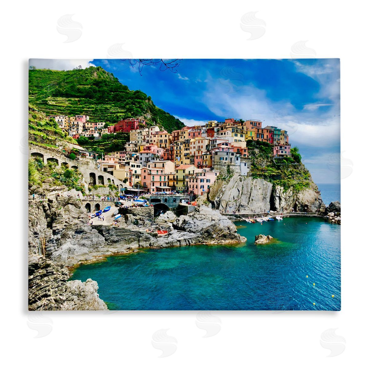 LSR Creative Studio Townscape By The Sea Canvas Wall Art Print
