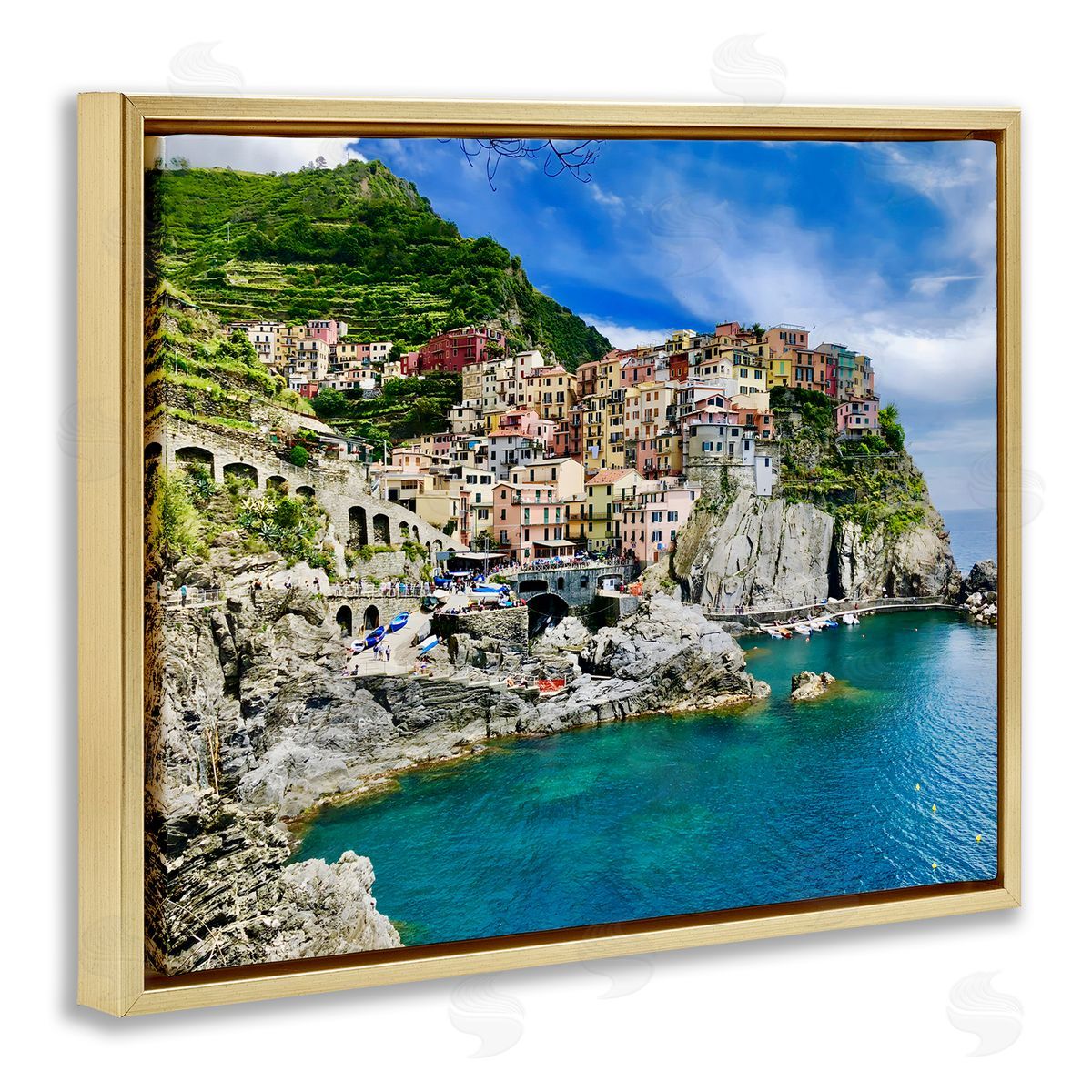LSR Creative Studio Townscape By The Sea Canvas Wall Art Print