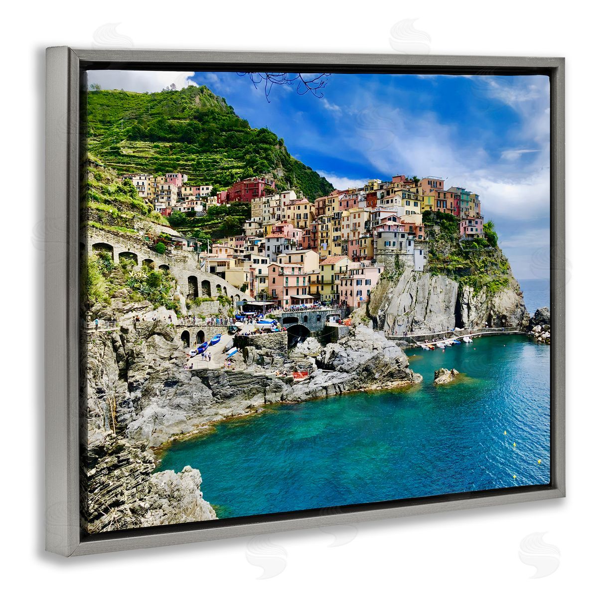 LSR Creative Studio Townscape By The Sea Canvas Wall Art Print