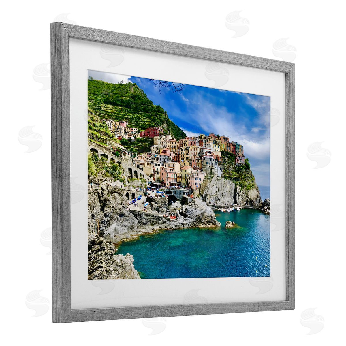 LSR Creative Studio Townscape By The Sea Canvas Wall Art Print
