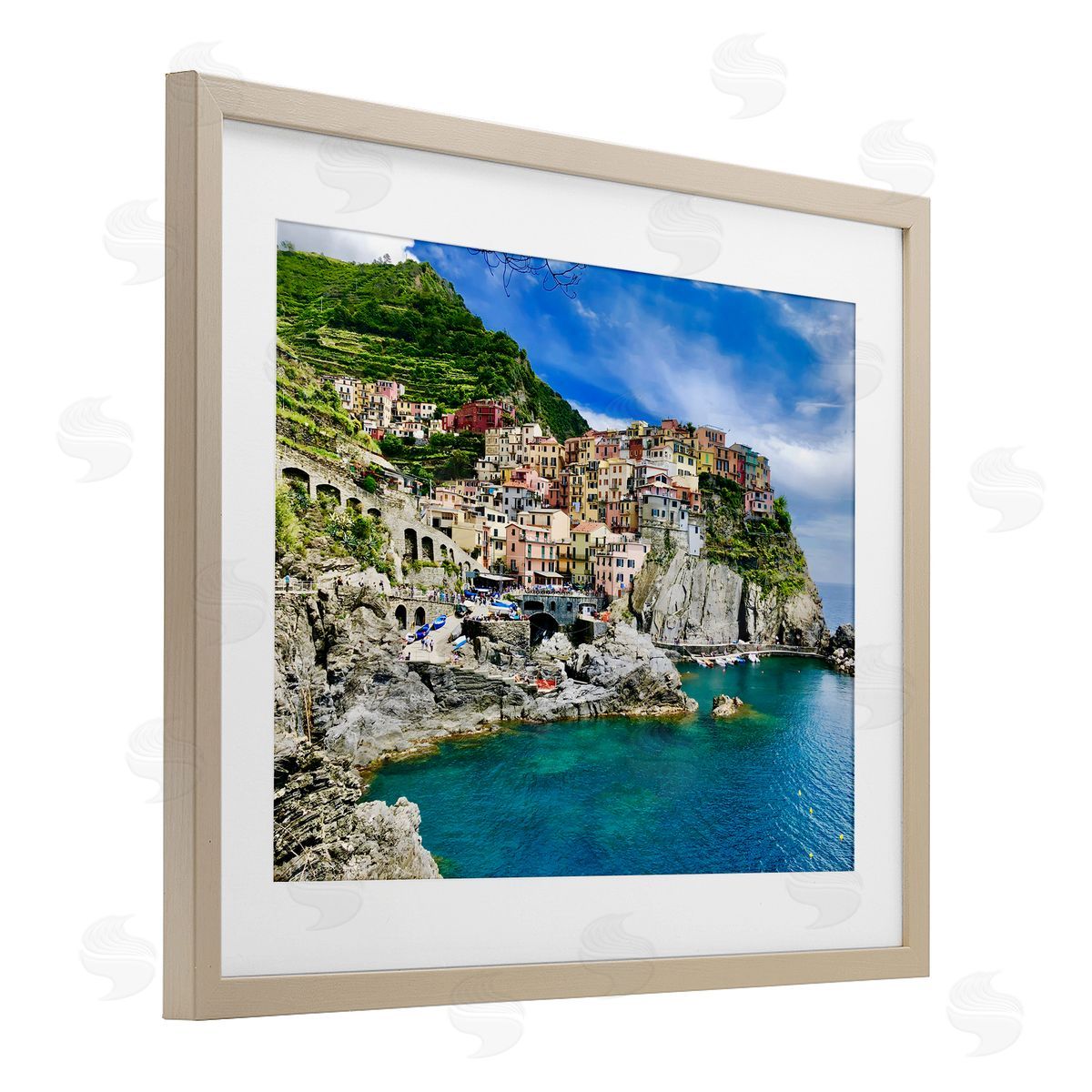 LSR Creative Studio Townscape By The Sea Canvas Wall Art Print