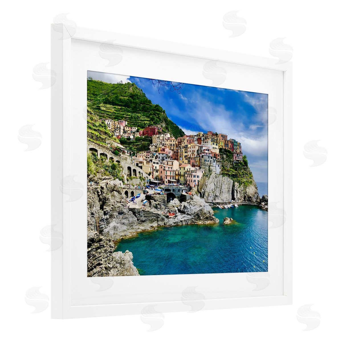 LSR Creative Studio Townscape By The Sea Canvas Wall Art Print