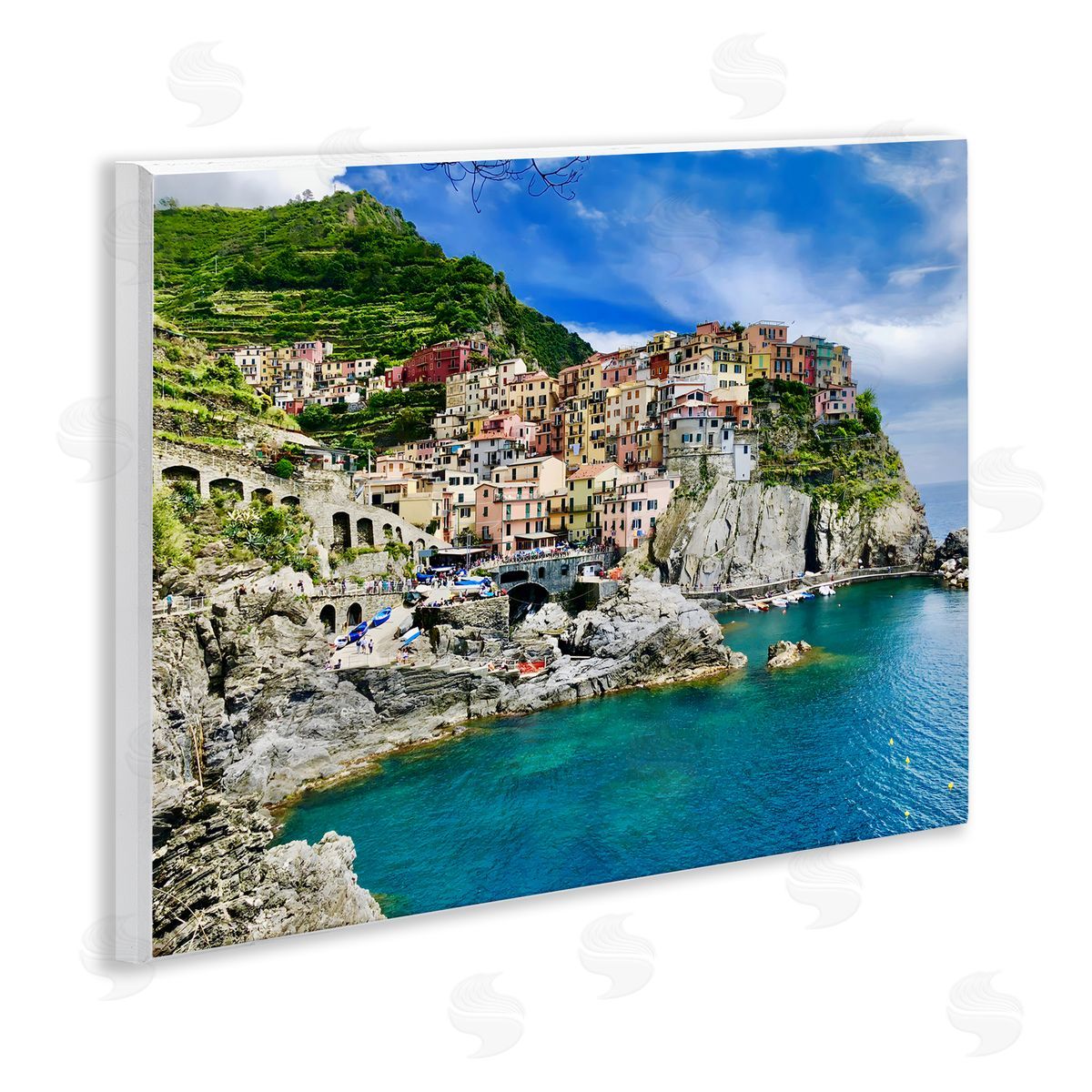 LSR Creative Studio Townscape By The Sea Canvas Wall Art Print