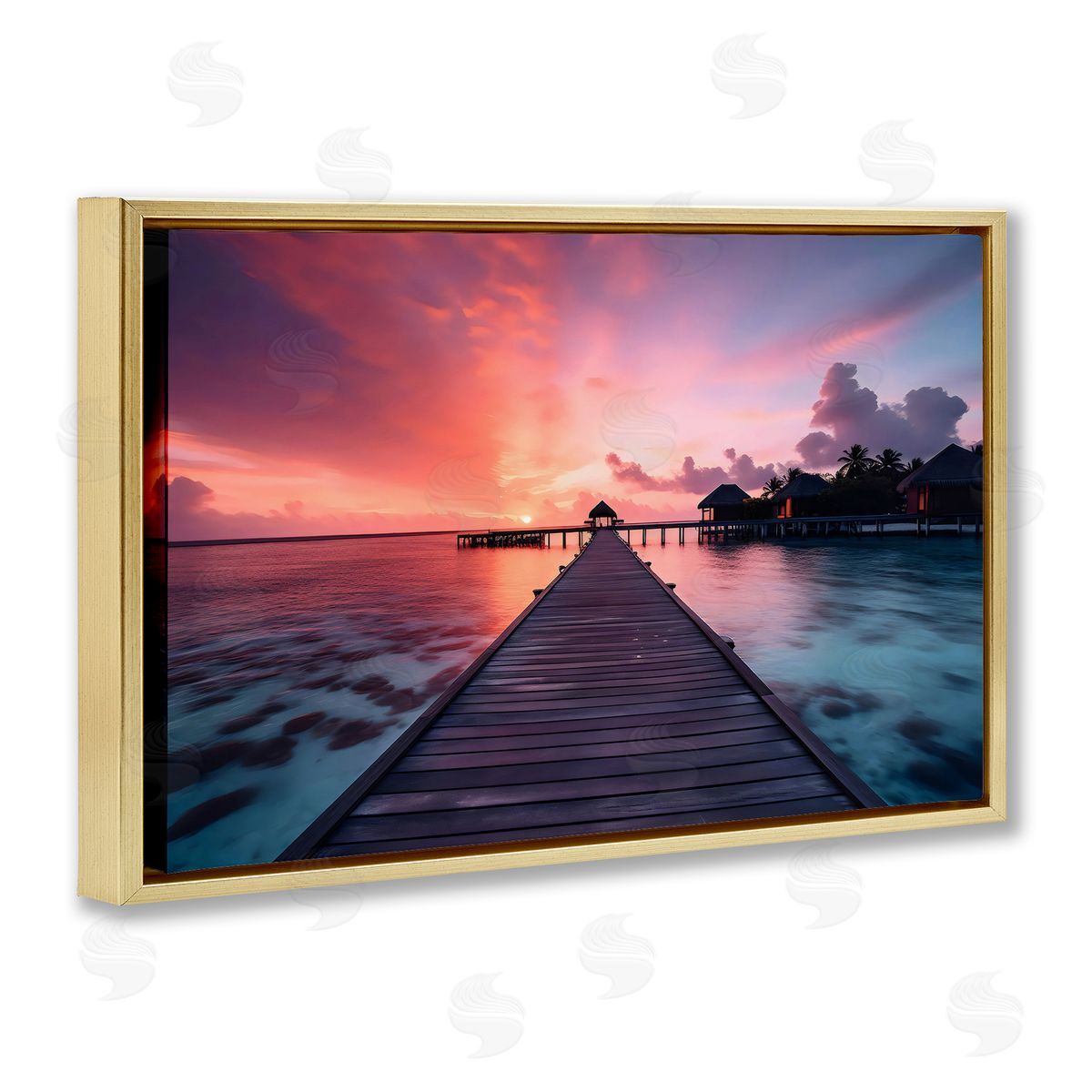 LSR Creative Studio Island Sunset Over Docks Canvas Wall Art Print