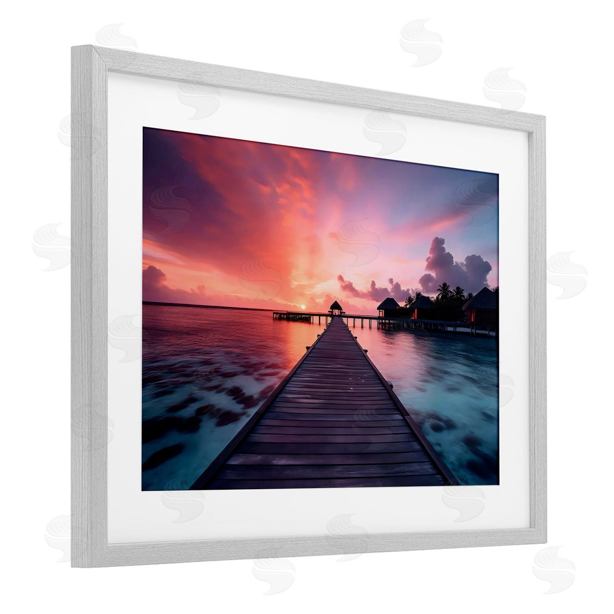 LSR Creative Studio Island Sunset Over Docks Canvas Wall Art Print