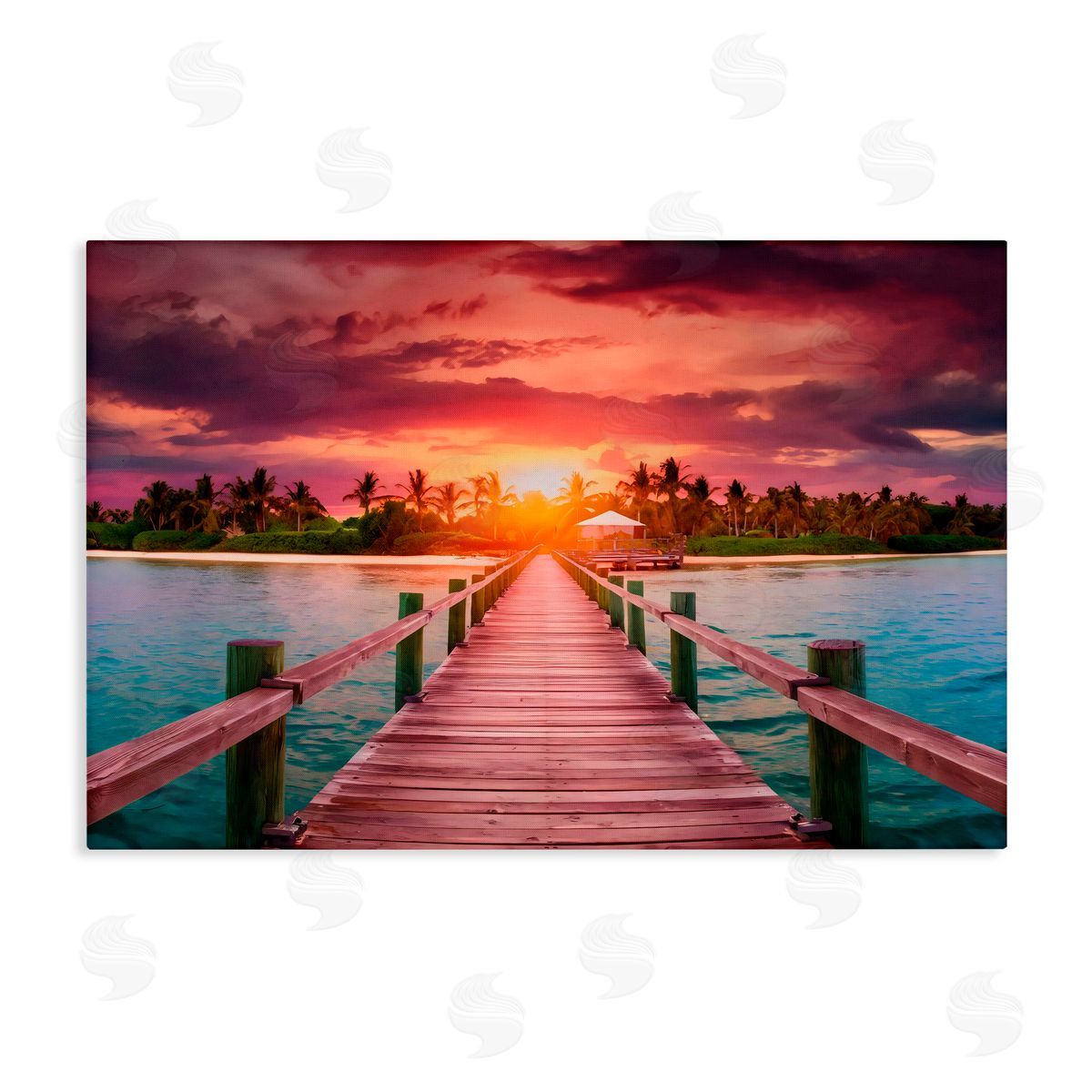 LSR Creative Studio Peaceful Sunset Over Pier Canvas Wall Art Print