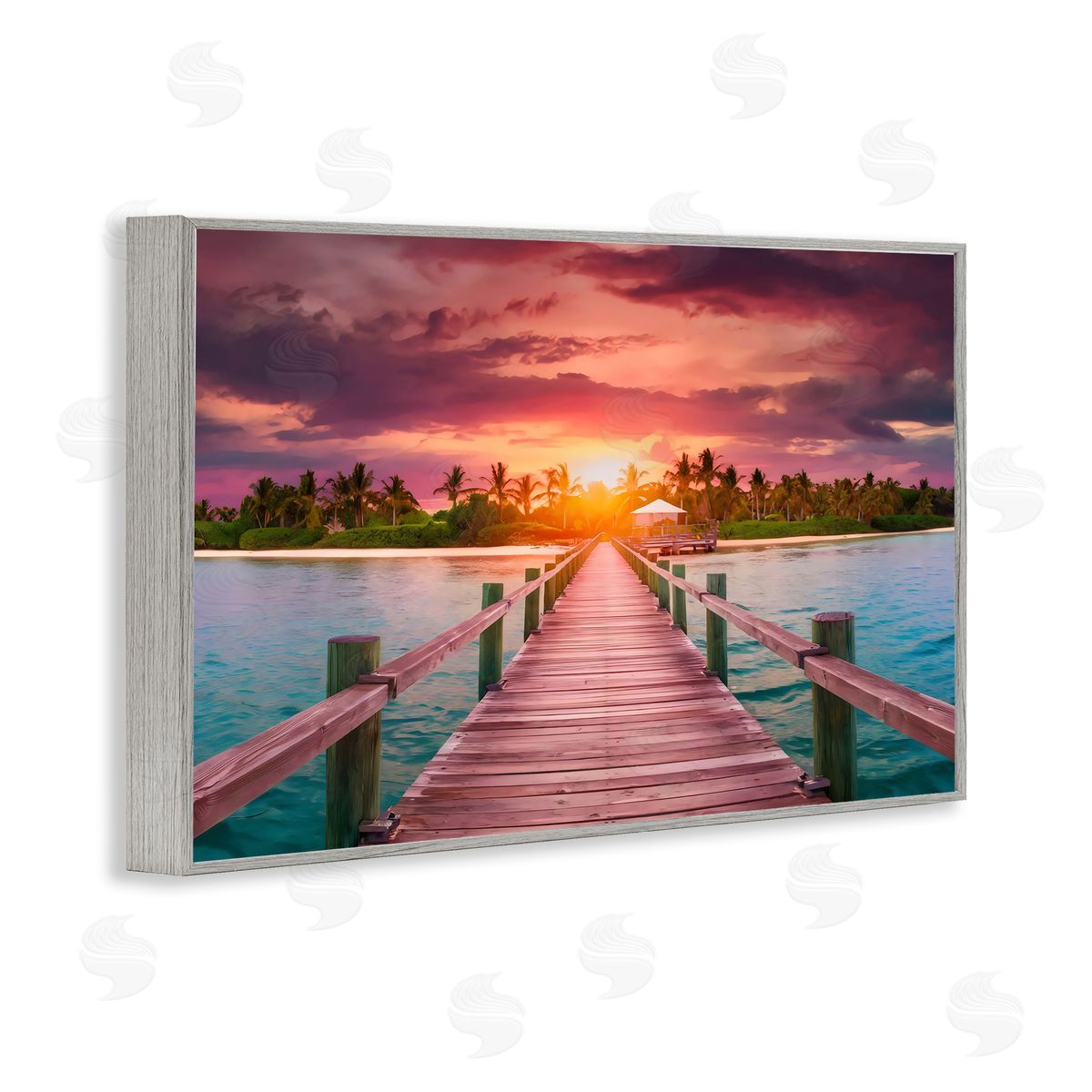 LSR Creative Studio Peaceful Sunset Over Pier Canvas Wall Art Print