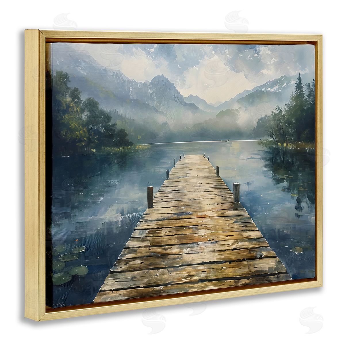 LSR Creative Studio Wooden Dock Over Lake Canvas Wall Art Print